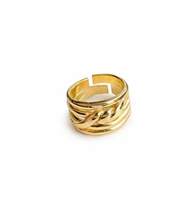 Braids Tasarım Cilalı Ayarlanabilir Kadın Çelik Yüzük Gold Kararmaz Renk Atmaz