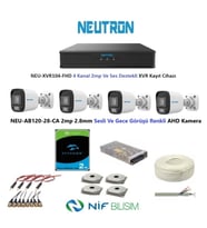 Neutron 2mp 4 kameralı Gece Renkli Sesli Dış ortam AHD Full Kamera Seti 2TB Disk NEU-AB120-28-CA