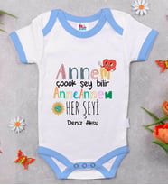 BK Kids Kişiye Özel Mavi Bebek Body Zıbın - Model 74