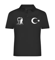 ATATÜRK AY YILDIZ BASKILI POLO YAKALI TİŞÖRT (Siyah)