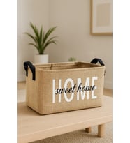 Home Baskılı Jüt Çamaşır Kirli Oyuncak Sepeti 30 x 22 x 18 (Standart)