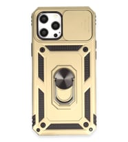 Newface Apple iPhone 12 Pro Max Kılıf Pars Lens Yüzüklü Silikon - Gold