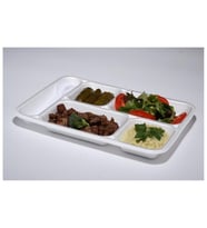 Dağyüce Tek Kullanımlık Köpük 5 Bölmeli Tabldot Köpük Tabak - 26.5x35 Cm. - 10 Adetlik 1 Paket