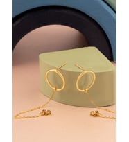 DKMN Gümüş 925 Ayar Halkalı Zincir Sallantı Gümüş Küpe (Gold)