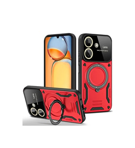 Xiaomi Redmi 13c Kılıf Joy Lens Standlı Kapak - Kırmızı