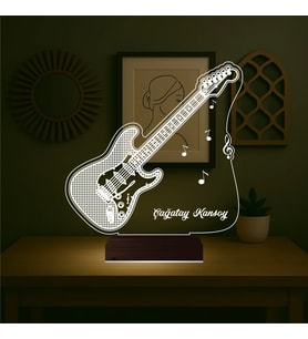 Luvivia Elektro Gitar Gitarist Rock Müzik Kişiye Özel 3D Lamba - Masa Gece Lambası