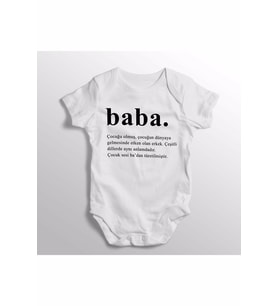 Baba Kelime Anlamı Yazılı Baskılı Bebek Zıbını