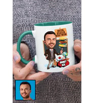 Erkek Sosyal Bilgiler Öğretmenine Hediye Karikatürlü Yeşil Kupa Bardak