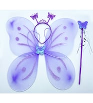 Lila Renk Kelebek Kanadı Tacı ve Sopası 50x37 cm (Karışık)