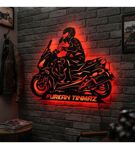 Kişiye veya Fotoğrafa Özel Led Işıklı Ahşap Hediyelik Motosiklet Tabloları, Dekor