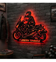 Kişiye veya Fotoğrafa Özel Led Işıklı Ahşap Hediyelik Motosiklet Tabloları, Dekor