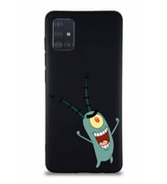 Samsung Galaxy A51 Soft Premier Kapak Plankton Tasarımlı Silikon Kılıf - Siyah (Şeffaf)