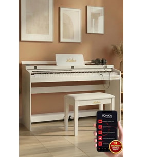 Midex PLX-140 PRO-WH Dijital Piyano Tuş Hassasiyetli Bluetooth 88 Tuşlu Kapaklı (Kulaklık ve Tabure)