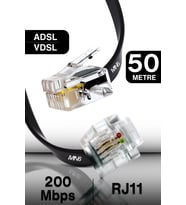 MN207FS Telefon hat Kablosu 50 metre/2 Telli-Flat-rj11 kablo/Kutu–Modem DSL Adsl Vdsl kablosu