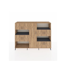 Hyperion Dolap 10 Raflı 9 Kapaklı 220x44x163 Çam-Çam/Antrasit
