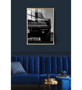 Araba Dodge Çerçeveli Metal Poster Tablo