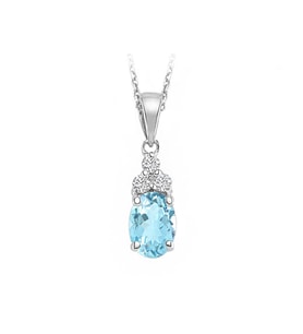 Pırlanta ve Sky Blue Topaz Serenity Kolye 0717P0063