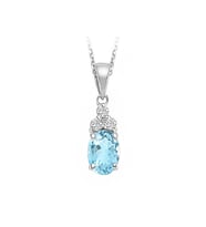 Pırlanta ve Sky Blue Topaz Serenity Kolye 0717P0063
