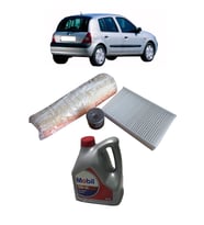 2002-2005 RENAULT CLİO B 1.2 16 VALVE PERİYODİK BAKIM SETİ HAVA + POLEN + YAĞ FİLTRESİ MOBİL 10W40