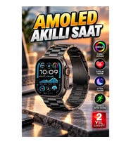 Haino Teko Ultra 3 Metalik Kasa Siyah Kordonlu Amoled Ekran Akıllı Saat Uyku ve Sağlık Takibi