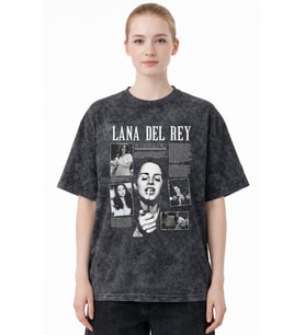 Lana Del Rey Şarkıcı Baskılı Unisex Oversize Eskitme Yıkamalı Tişört