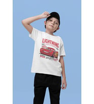 Unisex Lightning Mcqueen Baskılı Arabalar Şimşek Çizgi Film Çocuk Tişört (1-12 Yaş)