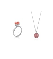 Lotus Çiçeği Yüzük Ve Kolye Seti 925 Ayar Gümüş Set