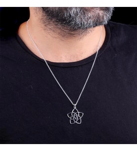 925 Ayar Gümüş Venüs Çiçeği Sembollü Erkek Kolye