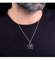 925 Ayar Gümüş Venüs Çiçeği Sembollü Erkek Kolye