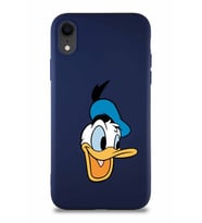 Apple iPhone XR Soft Premier Kapak Donald Duck-A Tasarımlı Silikon Kılıf - Lacivert (Şeffaf)