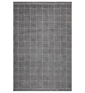 Makine Kaymaz Yıkanabilir Antrasit Geometrik Triko Salon Halısı Mutfak Halısı Koridor Halısı Yolluk Anthracite