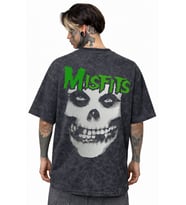 Misfits Rock Metal Müzik Grubu Sırt Baskılı Unisex Oversize Eskitme Yıkamalı Tişört