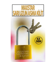 Uzun Tip Sarı Asma Kilit 50 MM 3 Anahtarlı