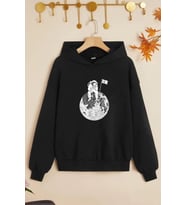 Çocuk Astronot Baskılı Sweatshirt (Siyah)