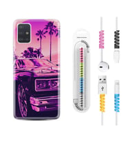 Samsung a71 A72 A73 A7 A9 2018 C7 C9 Kılıf Kablo Koruma Spiral Silikon Mor Araba 1711