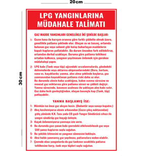 Metal LPG Yangınlarına Müdahale Talimatı 20cm x 30cm A4 Büyüklüğünde Uyarı Levhası Yönlendirme