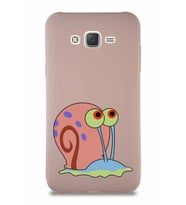 Samsung Galaxy J7 Core Soft Premier Kapak Salyangoz Gary Tasarımlı Silikon Kılıf - Pudra (Şeffaf)