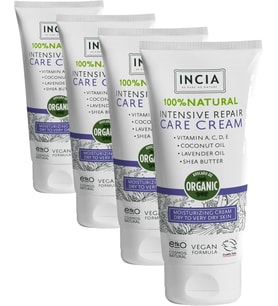 Incia%100 Doğal Onarıcı Bakım Kremi Yoğun Nemlendirici Cilt Bakım Lavanta Shea Vegan 50 Ml (4 Paket