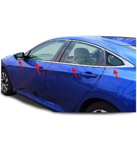 Honda Civic 2018 FC5 Sedan Paslanmaz Çelik Krom Cam Çıtası 8 Parça