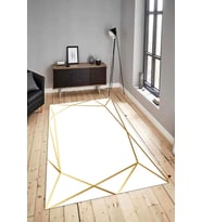 Dijital Baskılı Yıkanabilir Kaymaz Modern Renkli Salon Halısı Mutfak Halısı Yolluk ND-HY-1427 (Beyaz)