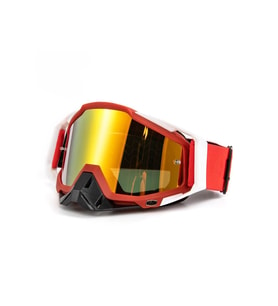 Motosiklet Motocross Gözlük Polikarbonat Lens Profesyonel Mx Atv Enduro Mtb Kross Gözlük Red-White