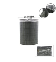 GRİ ÜÇGEN 35X60CM - Y:60CM BAMBU AHŞAP KİRLİ ÇAMAŞIR SEPETİ SEYYAR KAPAKLI KUMAŞ ÇANTALI İP KULPLU (