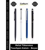 #Kırtasiye Promosyon Logolu Baskılı Şık Kurumsal Dokunmatik Metal Tükenmez Touchpen Kalem Beyaz