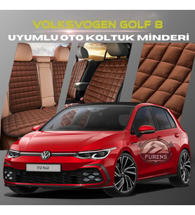 Volksvogen Golf 8 Kahverengi Renk Tay Tüyü Cepli & Terletmez Sırtlı Oto Koltuk Minder Seti - Koltuk Koruma Kılıfı (ÖN & ARKA TAM SET)