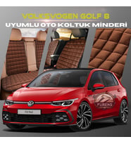 Volksvogen Golf 8 Kahverengi Renk Tay Tüyü Cepli & Terletmez Sırtlı Oto Koltuk Minder Seti - Koltuk Koruma Kılıfı (ÖN & ARKA TAM SET)