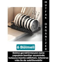 Mutfak Dolap İçi Tezgah Dağınıklık Önleyen Montajsız Teleskopik Raylı Tava Tencere Organizeri