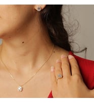 Gold Altın Baget Taşlı 3'lü Set Takımı