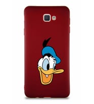Samsung Galaxy J7 Prime 2 Soft Premier Kapak Donald Duck-A Tasarımlı Silikon Kılıf - Mürdüm (Şeffaf)