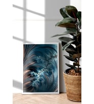 Beyaz Çerçeveli Tablo Modern Sanatsal  Dekorasyon Ev Dekoru Tekli Çerçeve Fractal ÖZC-418-Beyaz