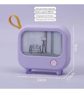 TV Boyama Gece Lambası Led Sevimli Çocuk Eğitim Masası Lambası Odası Ev Dekorasyon Aydınlatma (Mor)